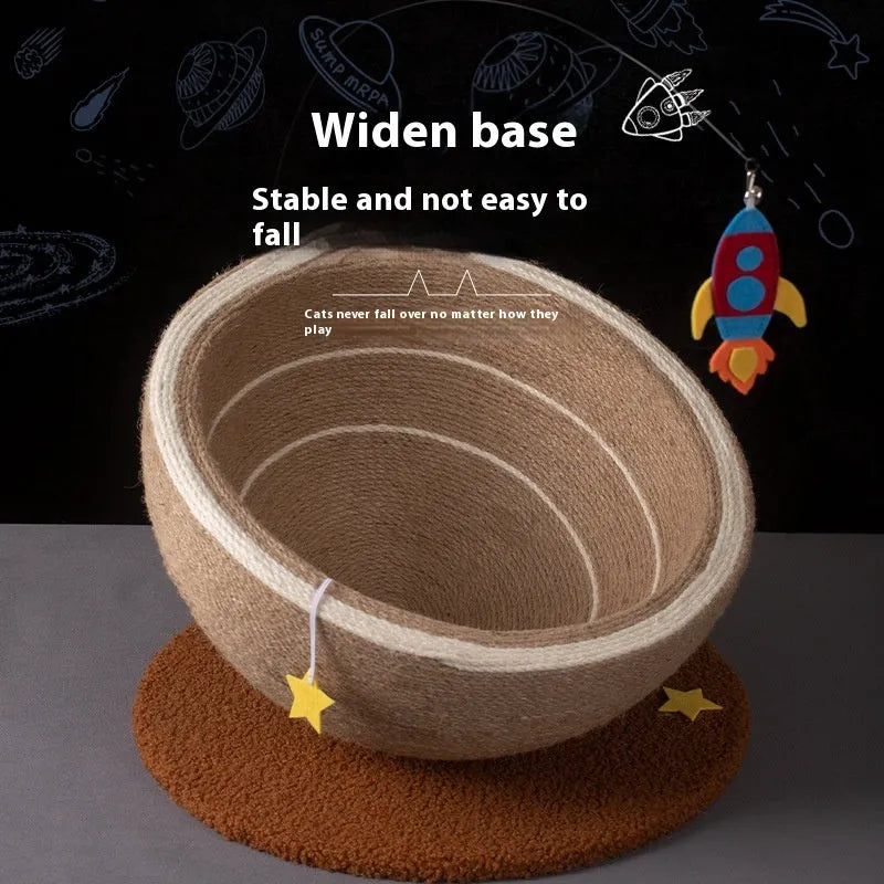 Large integrated cat scratching basin and nest with sisal surface and flannel sleeping area in starlight colour