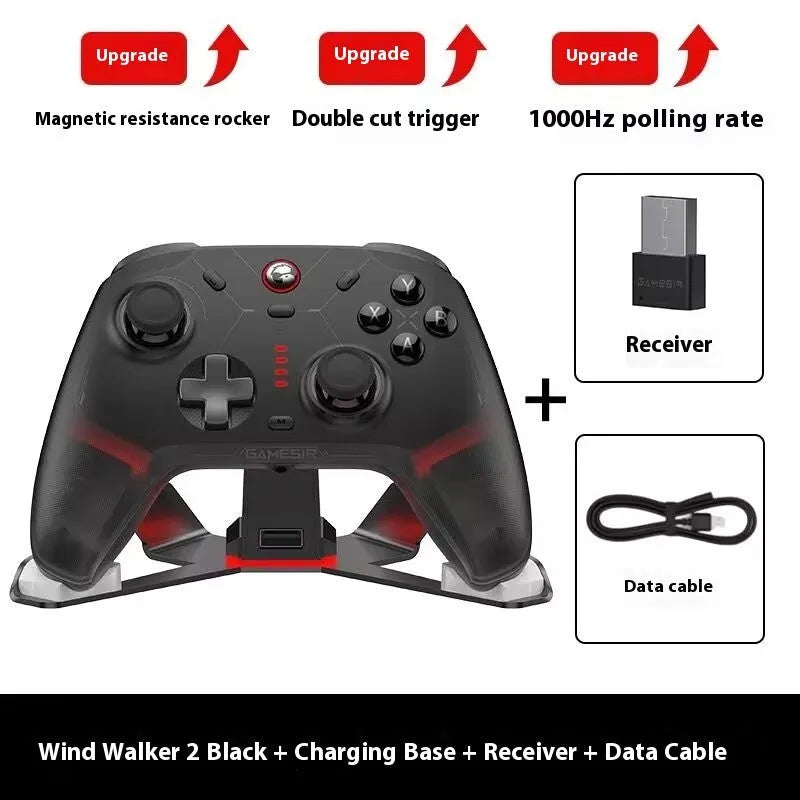 Wireless game handle charging base with Bluetooth vibration and NFC for Switch Android iOS PC Steam in Black Suit colour