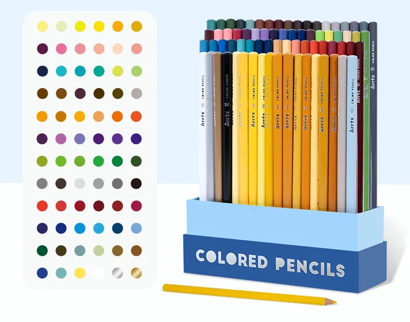 Boxed set of 72 or 126 coloured pencils for art students with basswood casings and American AP safety certification