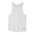Men's black nylon sleeveless casual vest with stretch fabric on size chart background