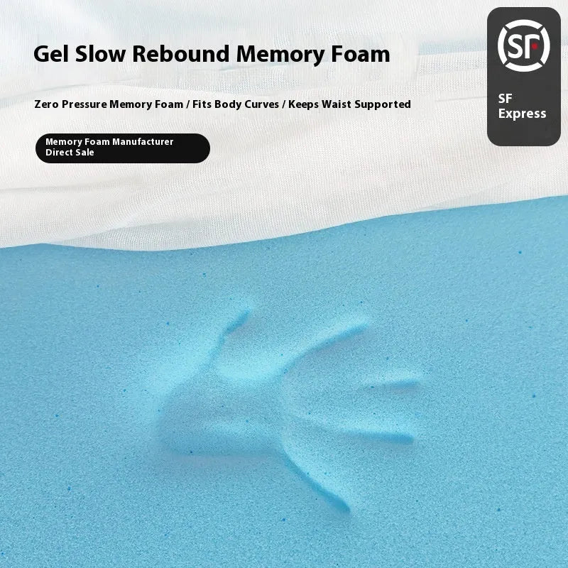 Thin gel memory cotton tatami mattress showing three thickness options: 2cm, 3cm, and 5cm.