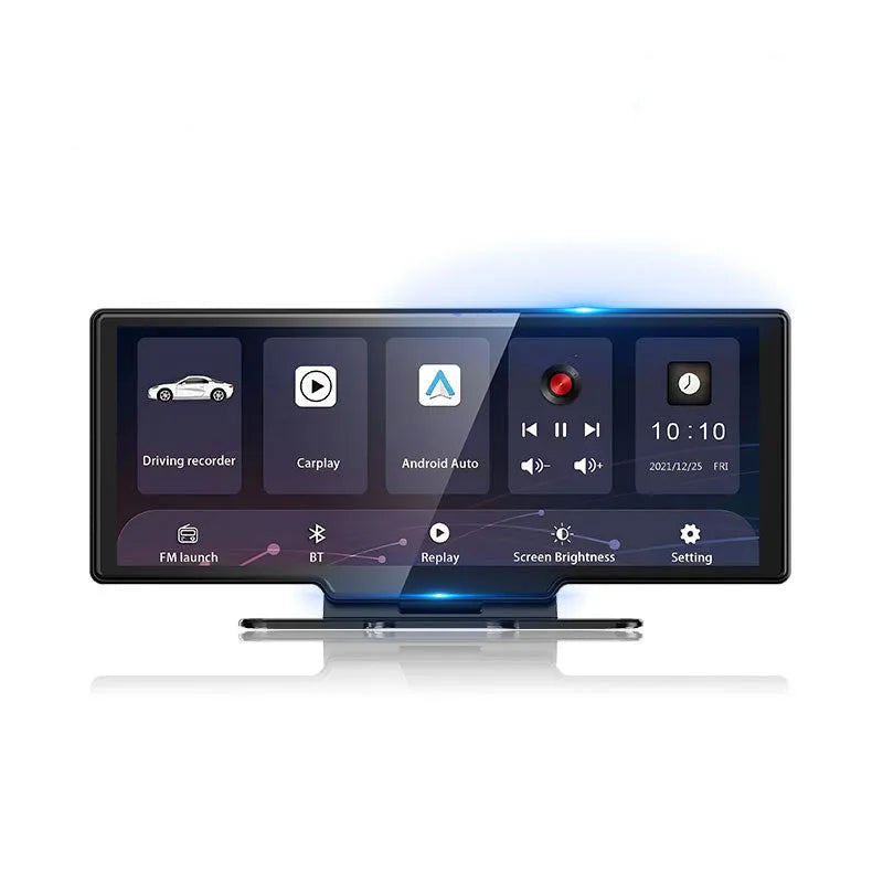 2.5K 11-inch black dash cam with 170° wide angle lens on dashboard