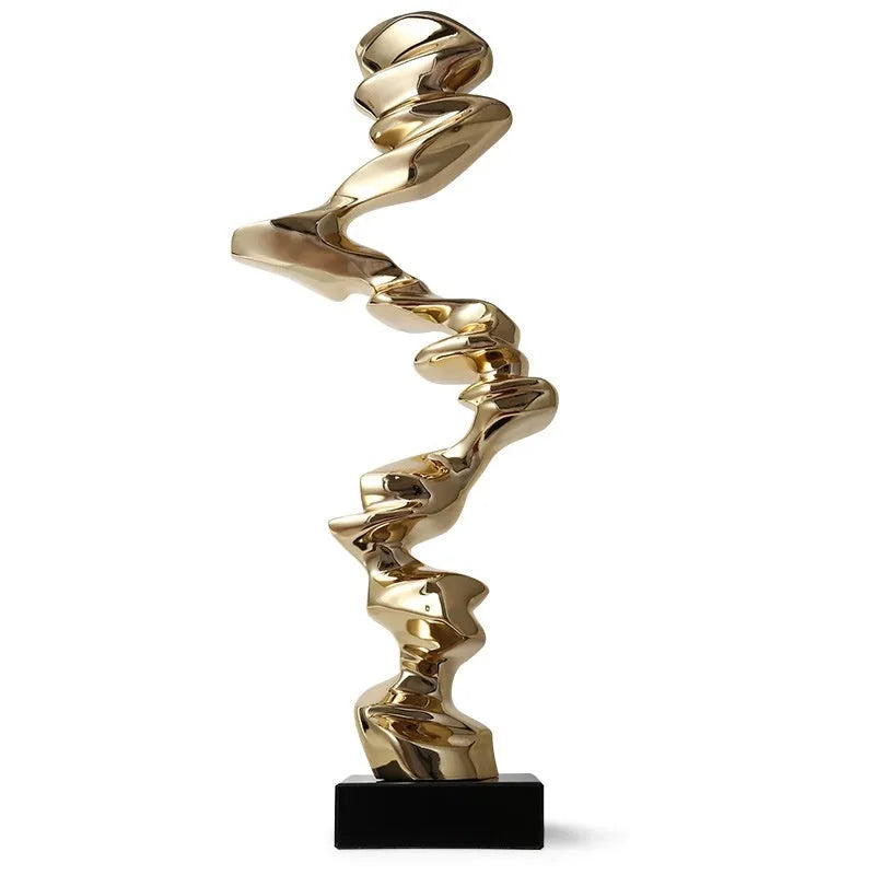 Modern abstract still life ornament in metallic gold, silver, or blue finish for minimalist home or hotel decor.