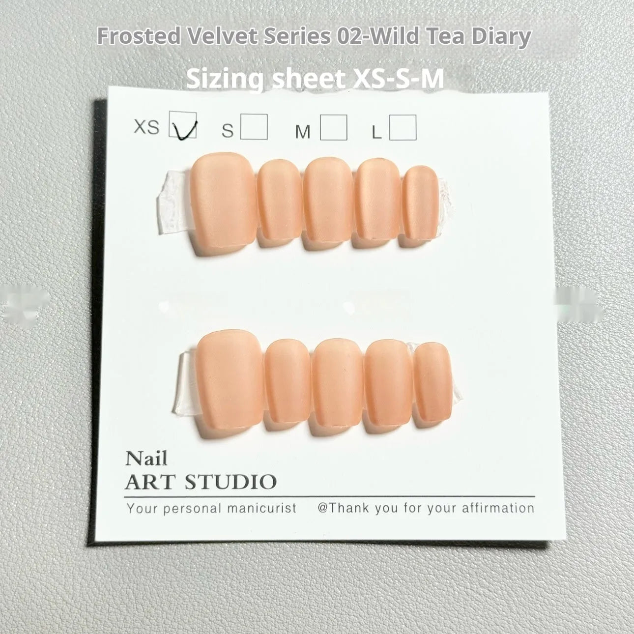 Velvet frosted Cat's Eye and Aurora armour false nail art set in Short Ladder XS, S, and M sizes.