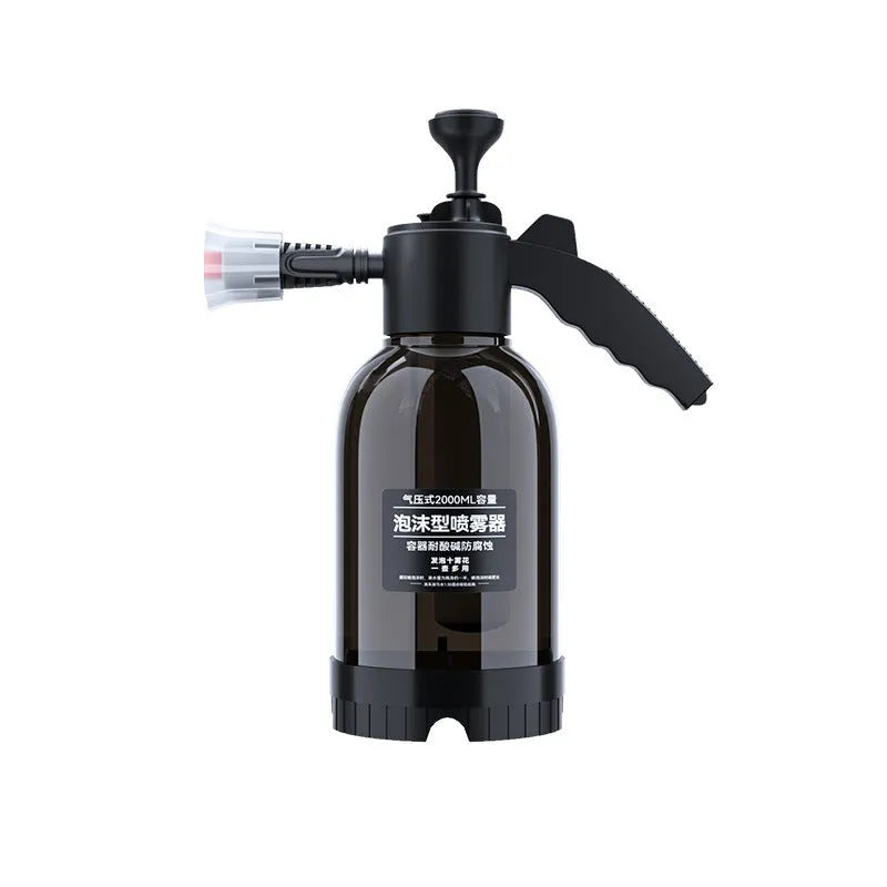 Black hand-held sprayer watering can with aluminium oxide pressure rod and 2L capacity for car washing and garden use