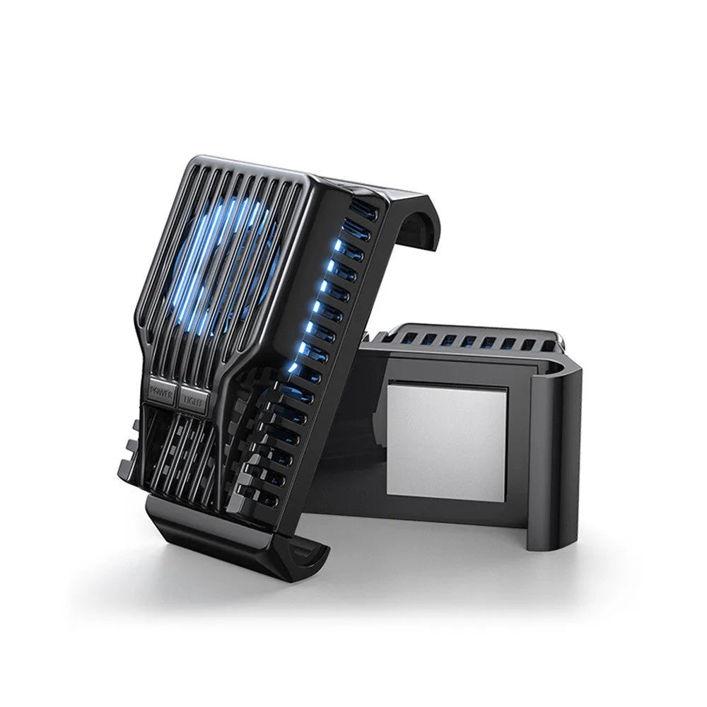 Black clip-on mobile phone radiator cooler with aluminium alloy and ceramic elements for smartphones