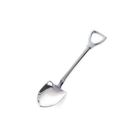 Children's 201 stainless steel dessert spoon with mirror polish, green colour, size M