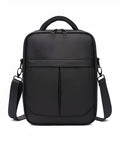 Black Oxford fabric men's messenger bag showing main compartment.