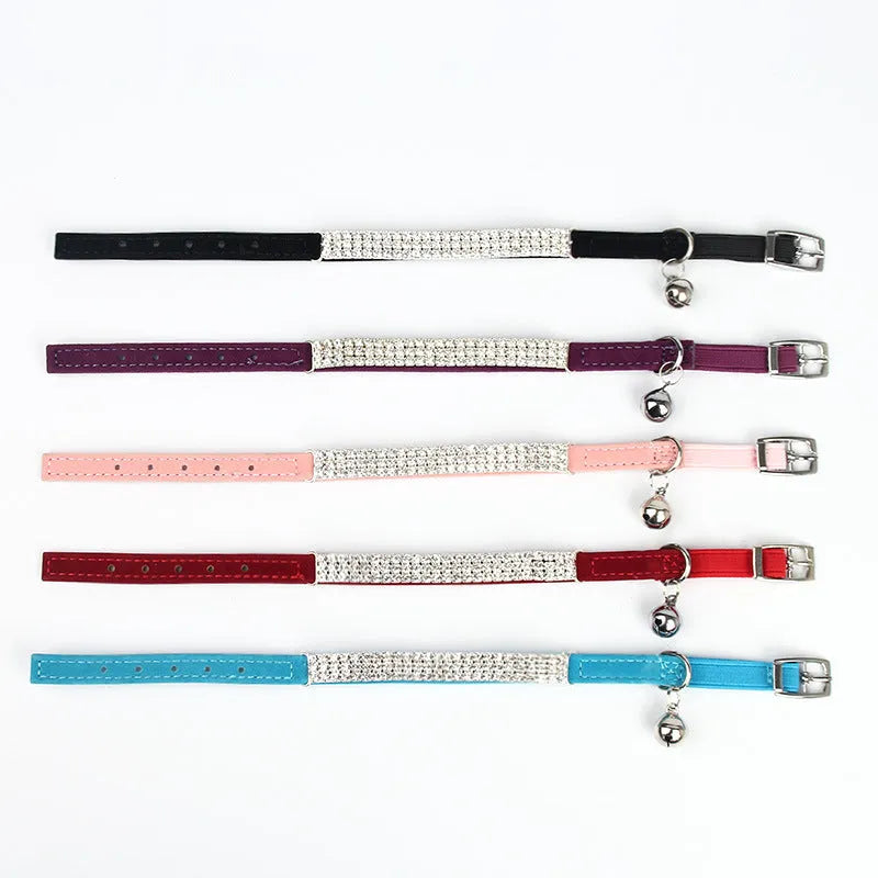 Velvet cat collar with rhinestone detailing in five colour options