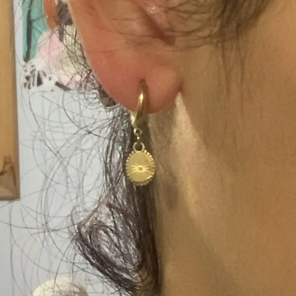 Stainless steel geometric earrings with elliptical shape in colour XY-EH005