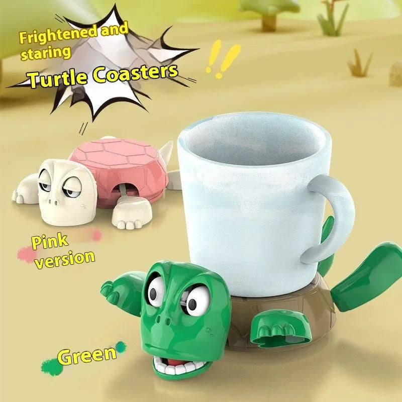 Turtle-shaped ABS plastic coaster in one of four colour options: dark green, light green, wheat starch, or yellow