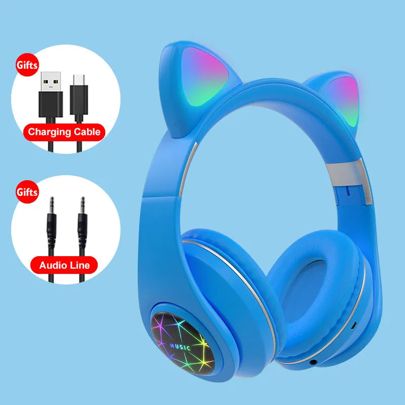 Cat ear wireless sports Bluetooth headset in six colours with head-mounted design