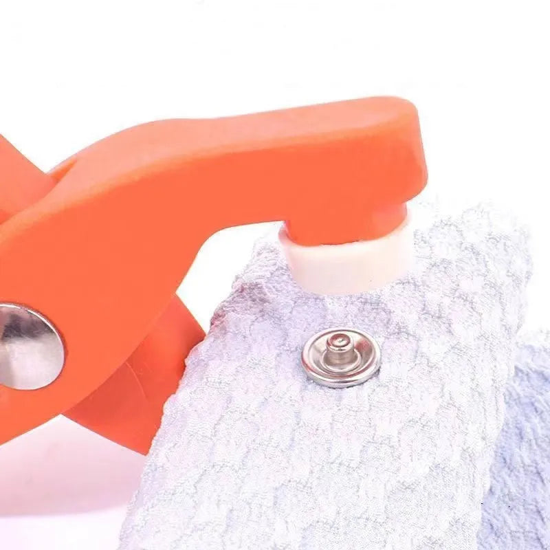 Stainless steel five-claw no-sew buttons for children's clothing with application pliers tool
