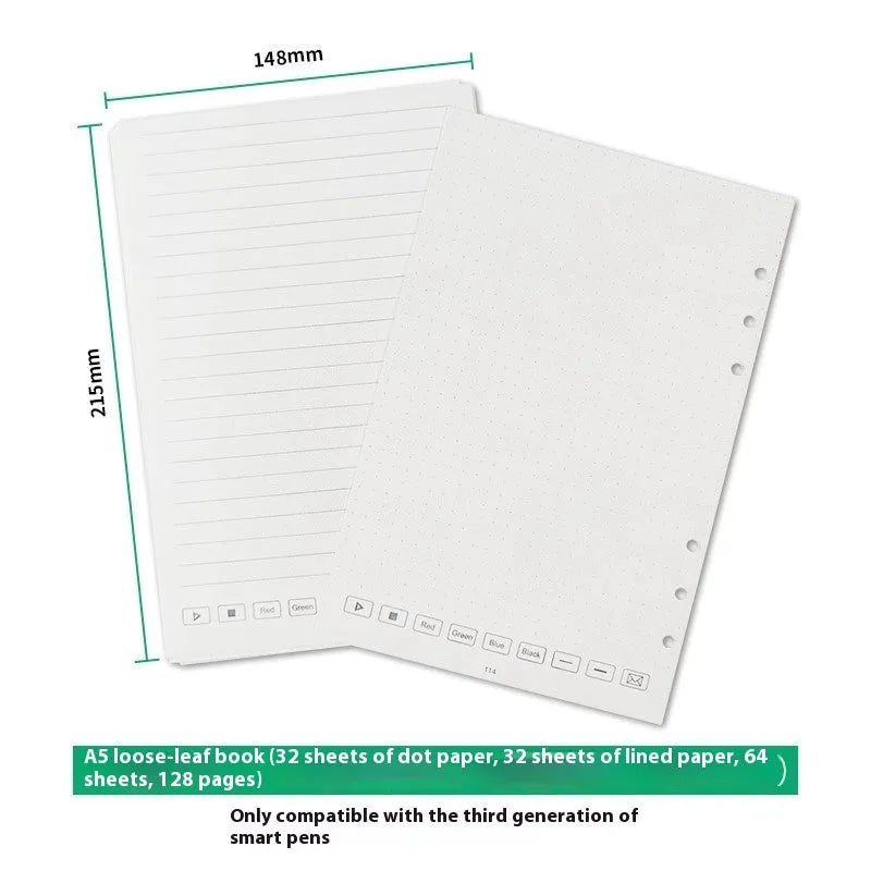 Loose Spiral Notebook Filling Paper refill core with 64 pages and metal pen refills for 6-hole binders