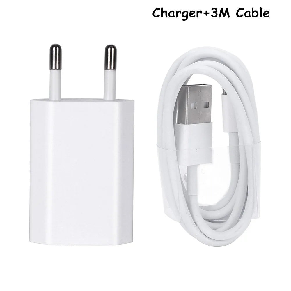 5V 2A USB travel charger for iPhone and iPad with cable length options