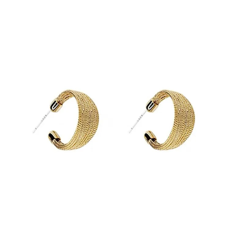 Geometric multi-layer bracelet earrings in silver and gold electroplated copper with stud and clip-on options
