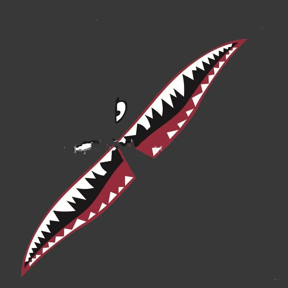 Large shark design PVC car body sticker showing two size options for vehicle doors