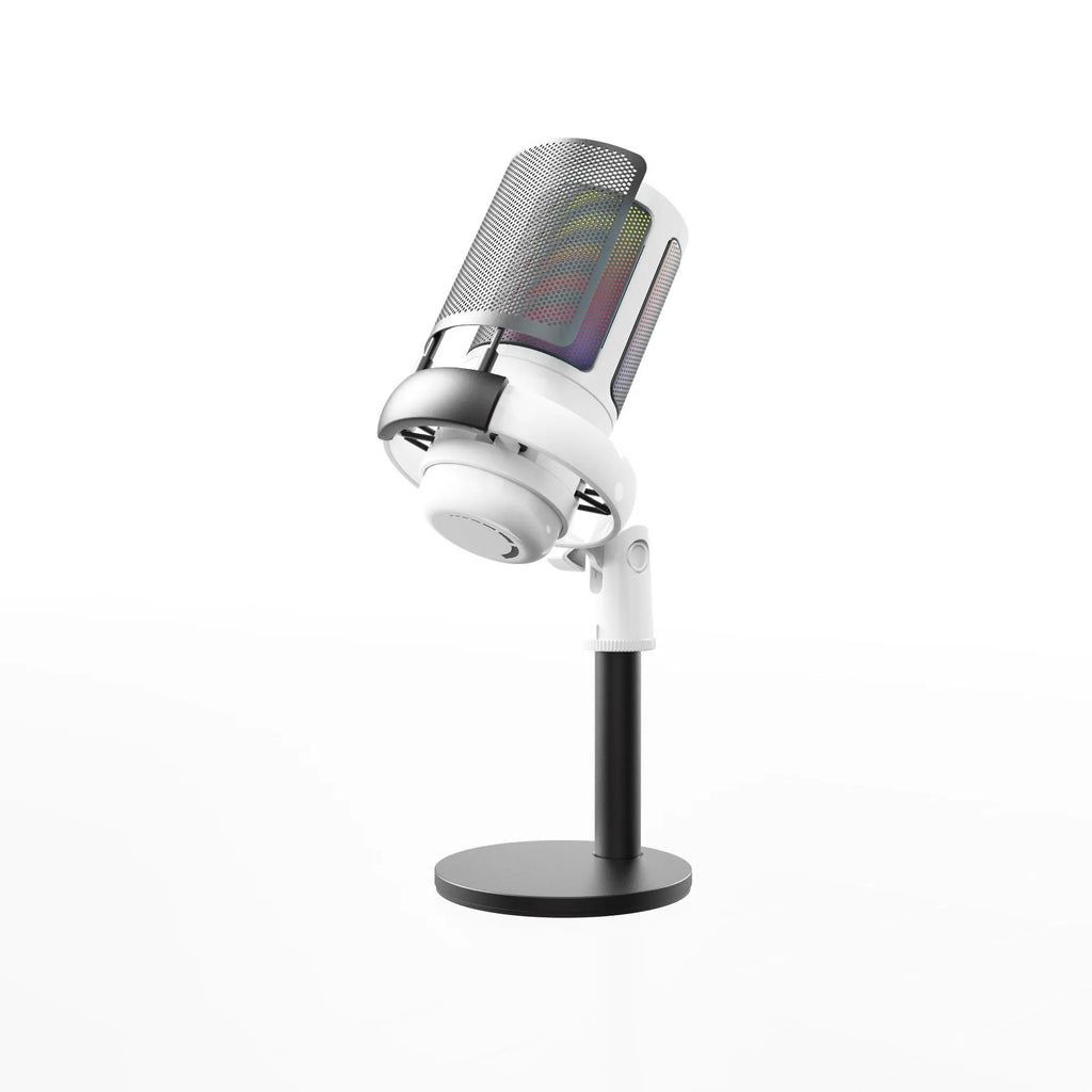 Condenser microphone with RGB lighting in black, white, or pink for live broadcast