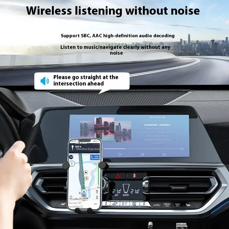 NAI USB car Bluetooth audio receiver with zinc alloy USB connector and copper 3.5mm jack with spring wire PU cable