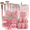 Beauty tools combination set with hydrophilic non-latex sponges in brown, pink and purple colour options
