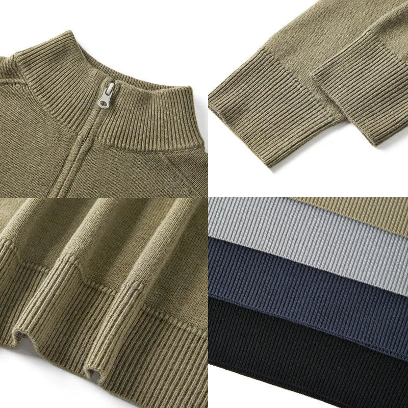 Men's slim fit casual pullover sweater in thickened wool, shown in a choice of colours.