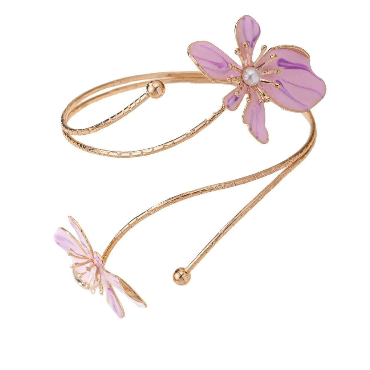 Pink alloy armband with hollow pattern design for casual jewellery wear