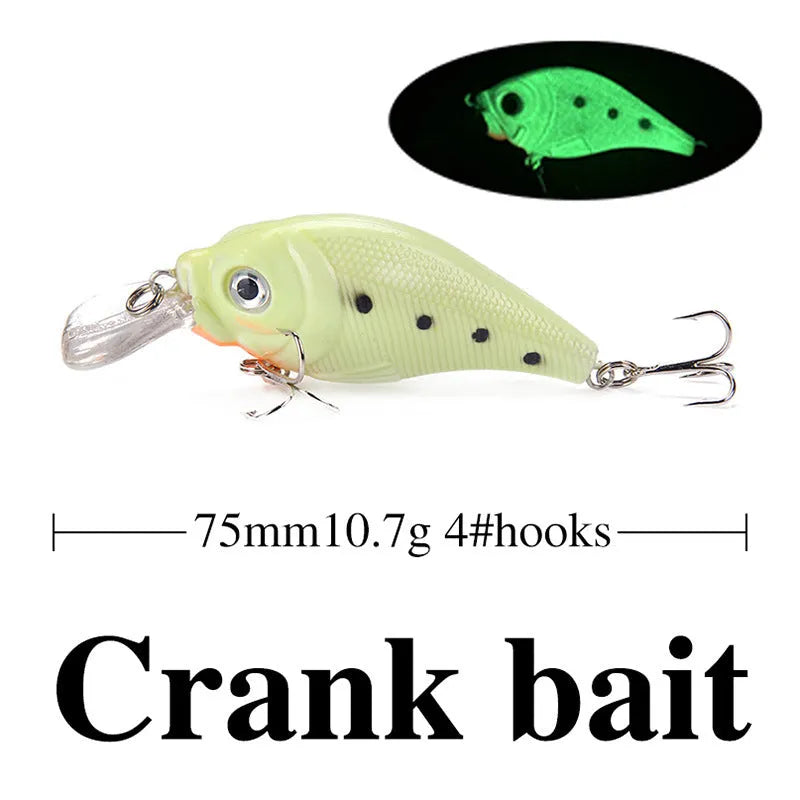 3D fluorescent simulation hard fishing bait artificial lure with submerged luminous design