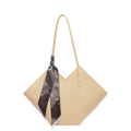 Women's structured PU leather shoulder bag in multiple colours showing dimensions and sandwich pocket detail.