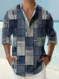 Men's thin striped Hawaiian long sleeve shirt in cardigan style available in multiple colours and sizes up to 6XL