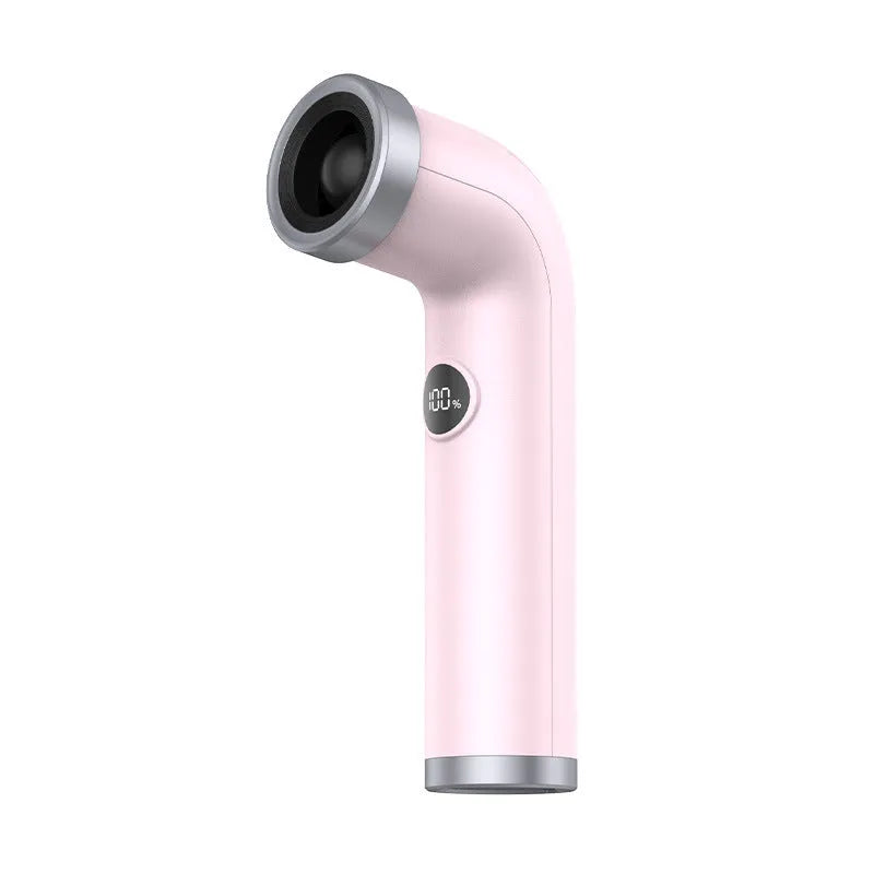 Bladeless turbine desk fan in apricot colour with USB charging port