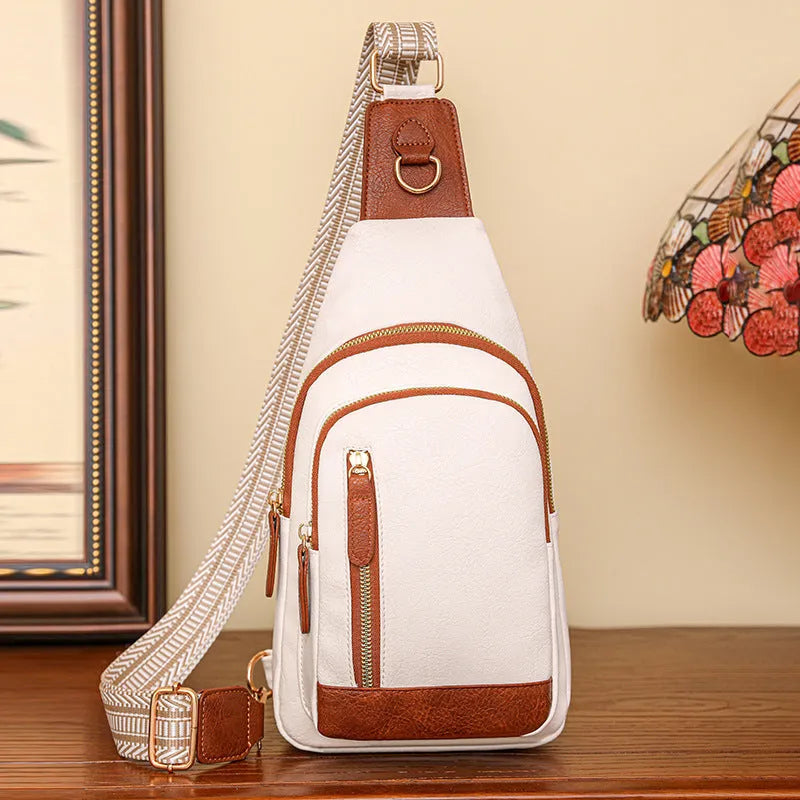 Soft PU leather women's crossbody messenger bag in street style with open pocket