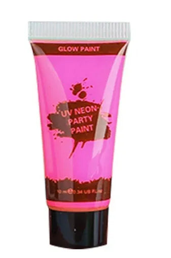 25ml tubes of neon face and body paint in red, yellow, green, purple, orange, and pink colours