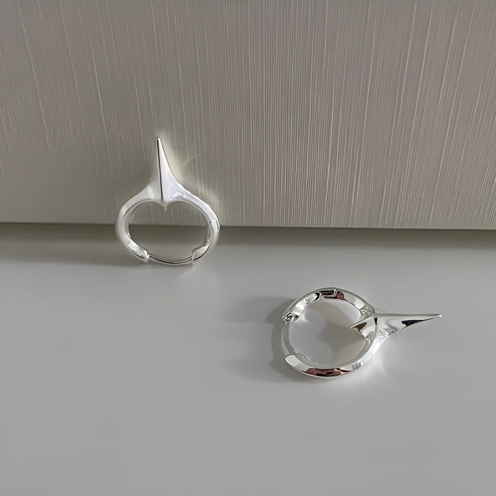 Geometric star-shaped copper ear clips with white gold electroplating for women