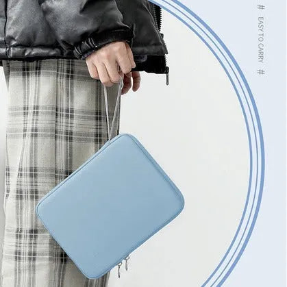 Imitation leather tablet protective case with carrying handle in various colours