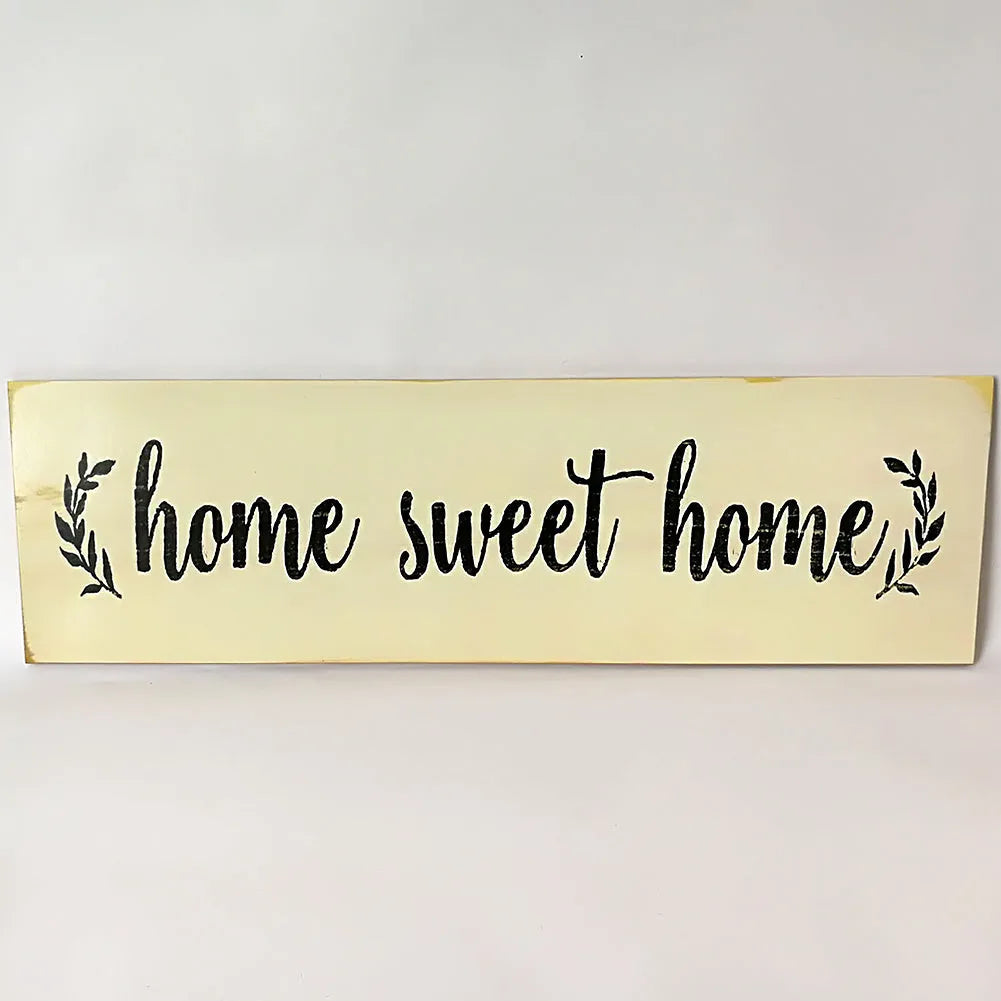 Wooden Home Sweet Home carved wall hanging ornament in black or white, 40cm wide