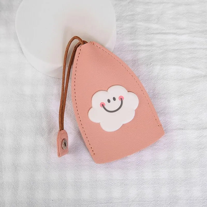 Cartoon style pull-out car key case made from PU leather in assorted designs
