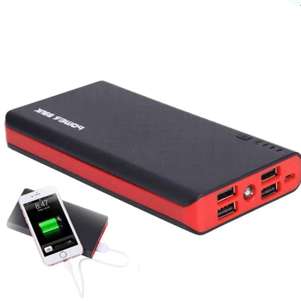 20000mAh portable power bank in five colour options showing compact dimensions