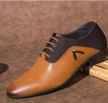 Men's black Oxford shoes with low-cut PU leather upper and rubber sole