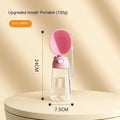 Portable dog water bottle with integrated food container in brown, pink and yellow colour options