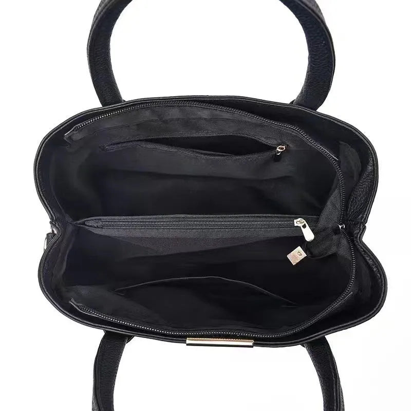 Women's PU crossbody shoulder bag horizontal square shape 29x23x14cm black splicing design
