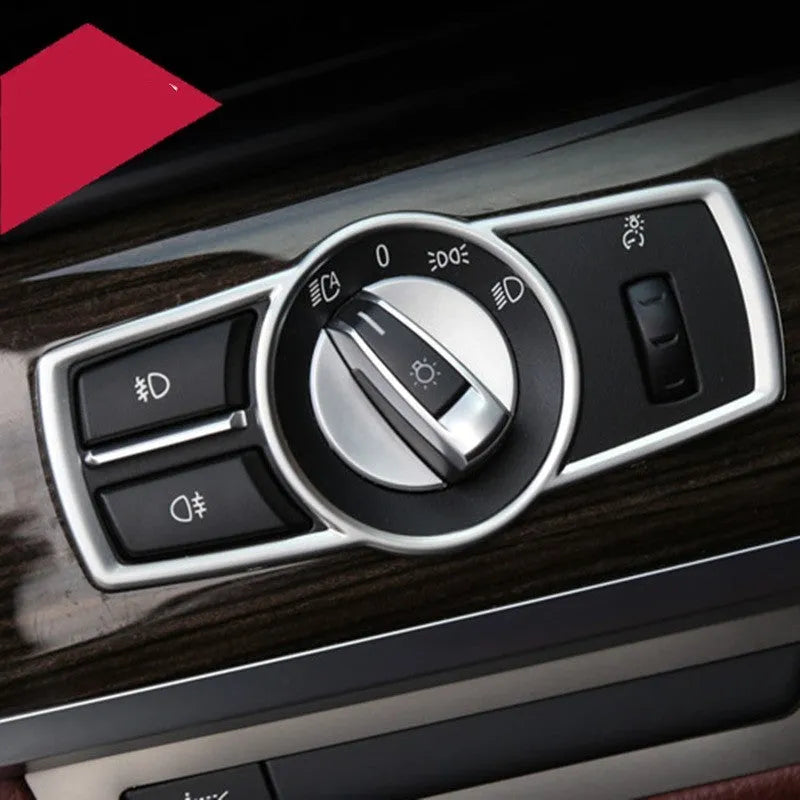 Silver BMW headlight switch frame decorative strip ABS plastic interior sticker trim