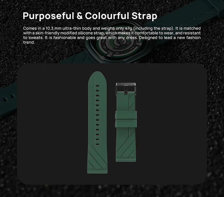 Bluetooth smartwatch with 1.32-inch screen on silicone wristband in black, green, or pink colour