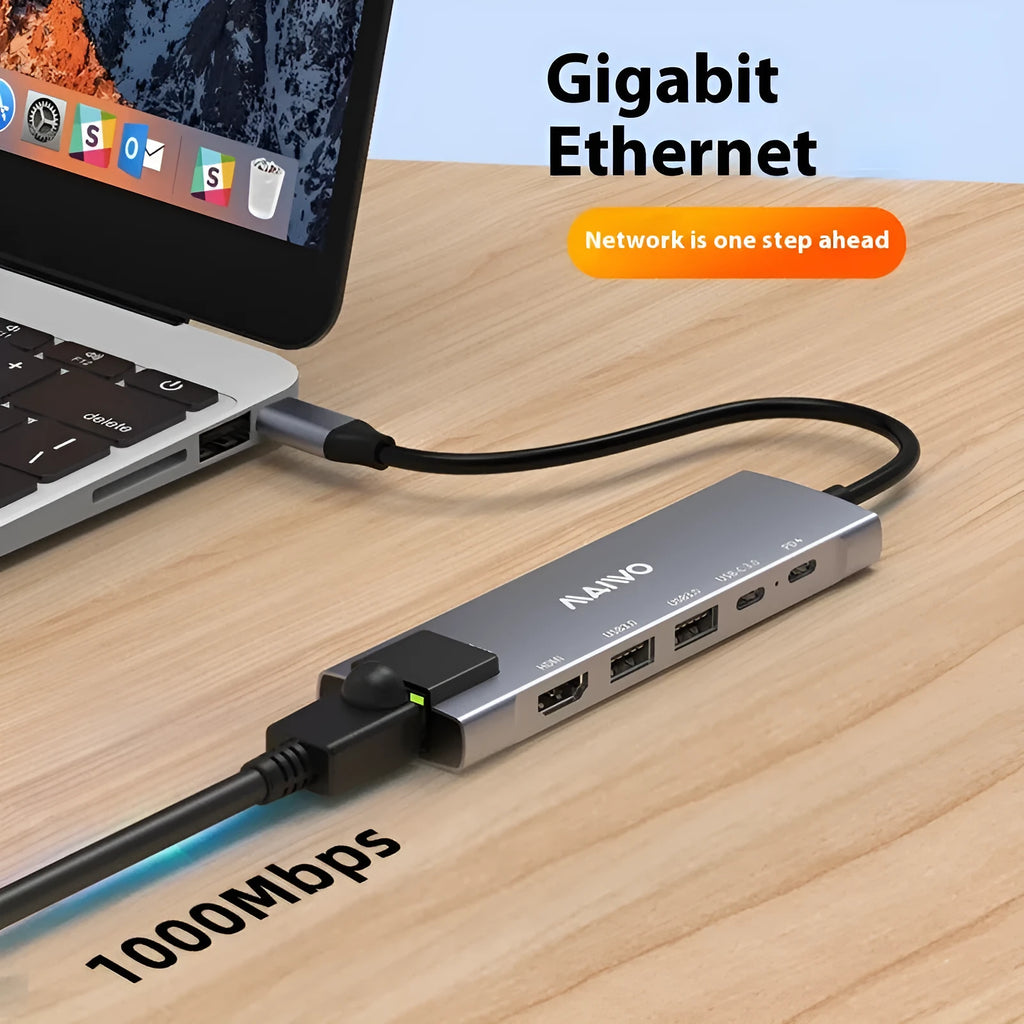 Steam Deck six-in-one docking station with aluminium shell and short Type-C cable