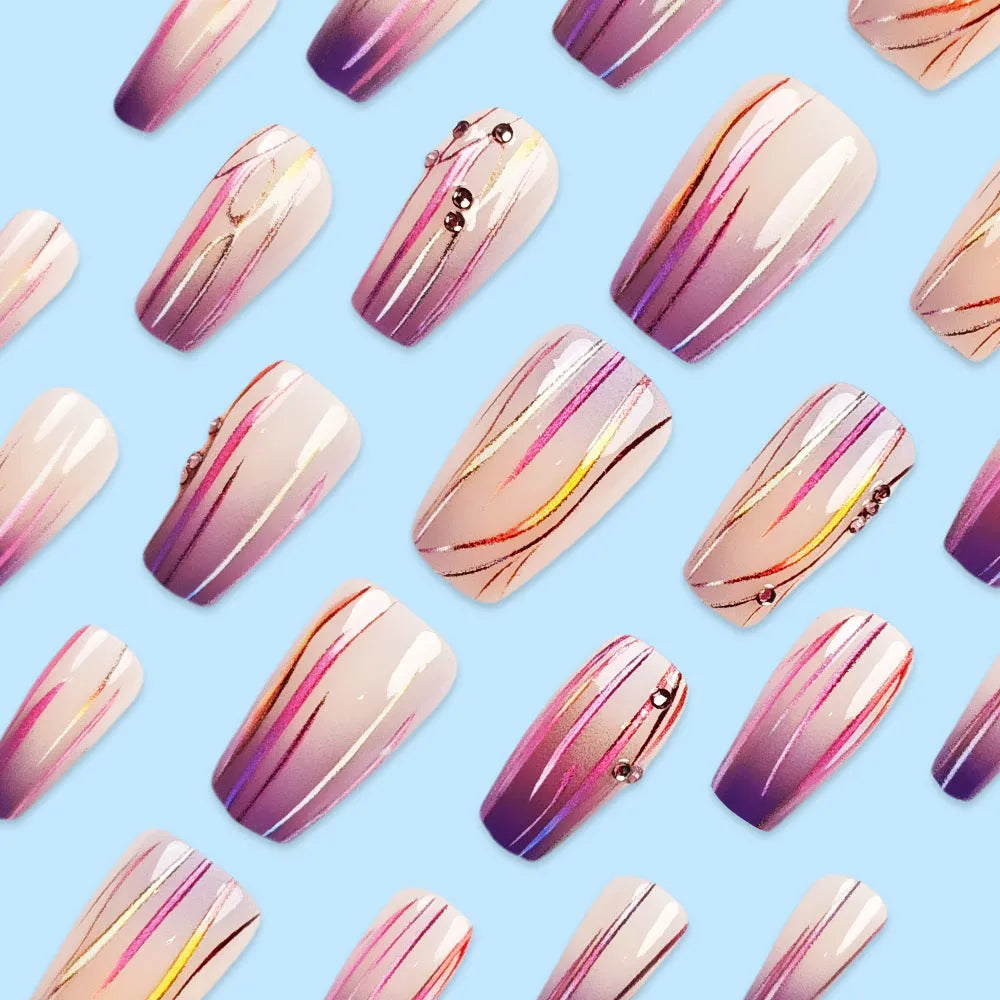 Magic colour asterism nail stickers showing starry sky gradient pattern on short nails
