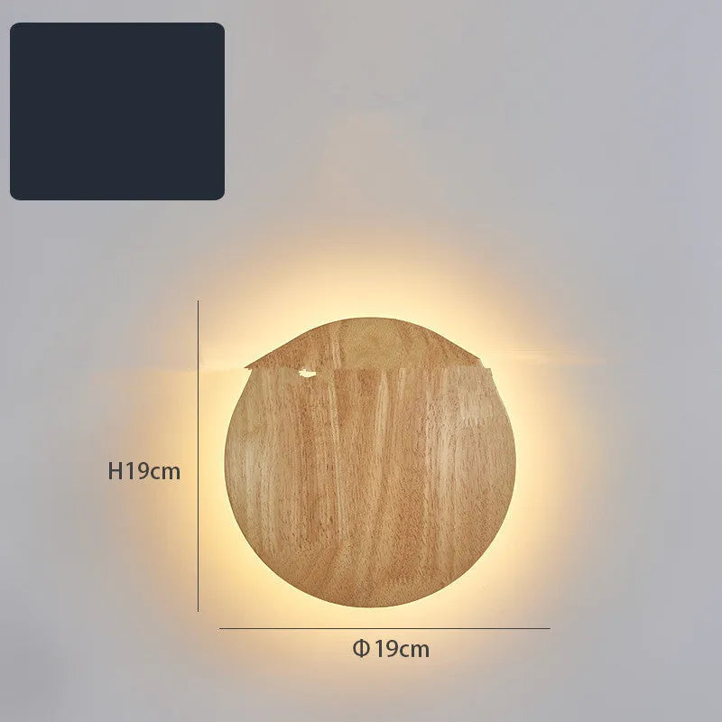Modern log art wall lamp with wooden shade oval shape LED light