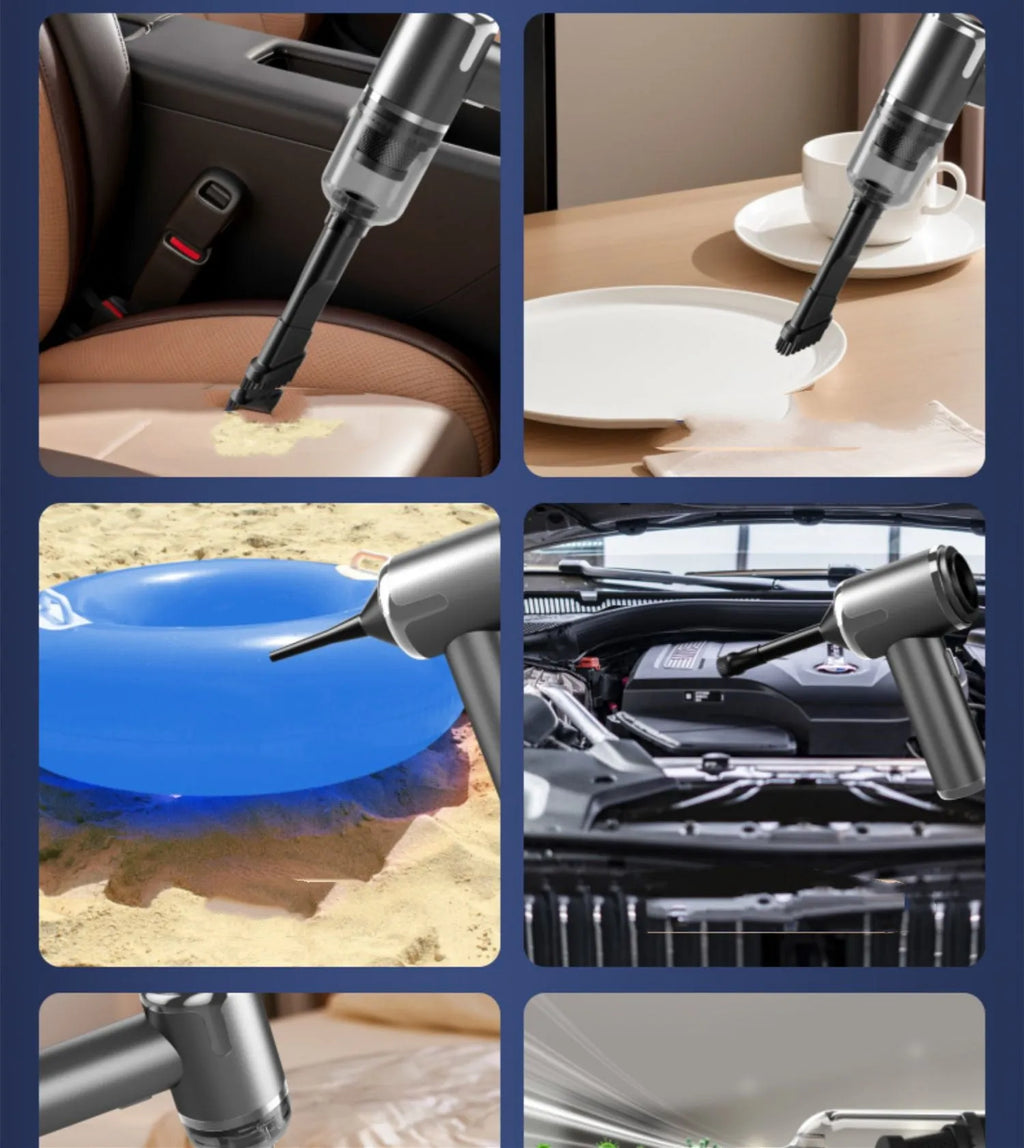 Cordless handheld vacuum cleaner with accessories for car interior cleaning