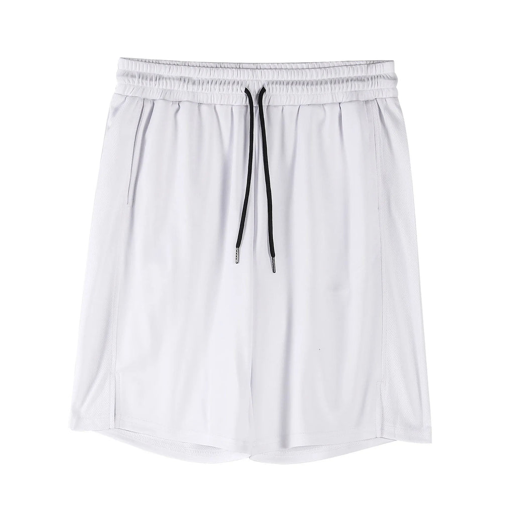 Men's quick-drying mesh sports shorts with elastic waistband in black and white colours