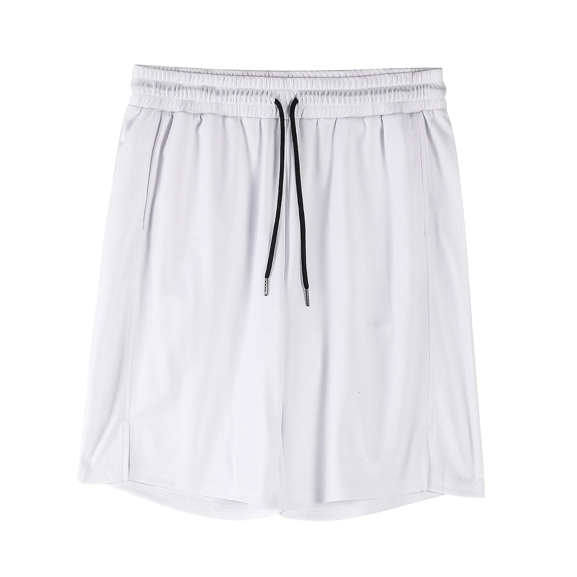 Men's quick-drying mesh sports shorts with elastic waistband in black and white colours
