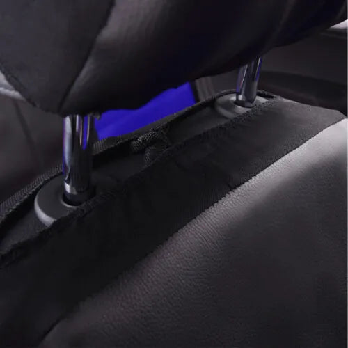 Universal artificial leather car seat cover set showing front seat and individual seat covers in choice of colours