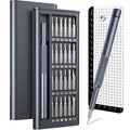 25-in-one magnetic screwdriver set with chrome vanadium bits and two black knurled handles.